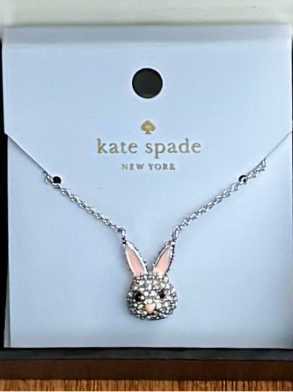 kate spade Silver Bunny Pendant Necklace with Pink Ears